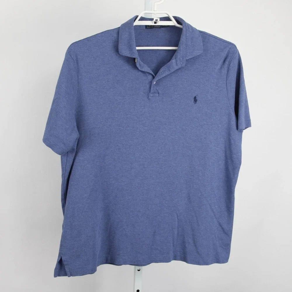 Polo Ralph Lauren Polo Shirt Mens 2XL Blue Heather Cotton Pony Logo Casual - Picture 2 of 11